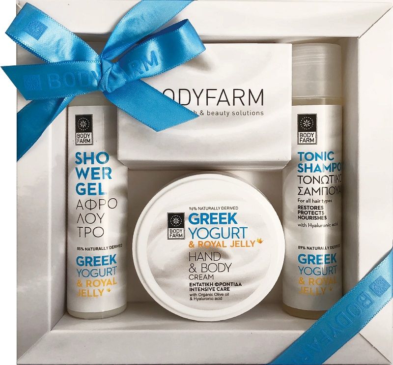 Bodyfarm Iaurt Grecesc Set (Gel de Dus 50ml + Sampon 50ml + Crema pentru Maini si Corp 50ml)