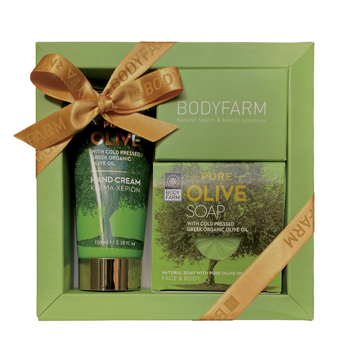 Bodyfarm Pure Olive Set (Gel de dus 50ml + Lotiune de corp 50ml + Crema de maini 100ml)