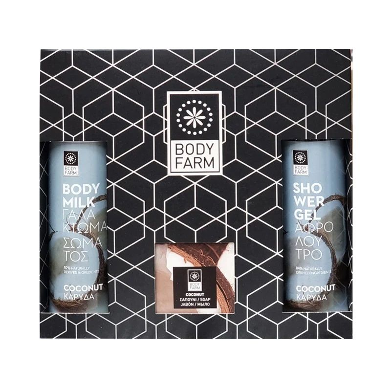Bodyfarm Set Cocos (Lotiune de Corp 250ml + Gel de Dus 250ml + Sapun 110g)