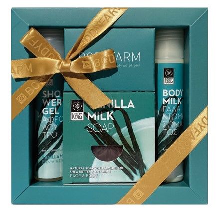 Bodyfarm Set Mini Lapte Vanilie (Lotiune de Corp 50ml + Gel de Dus 50ml + Sapun 110g)