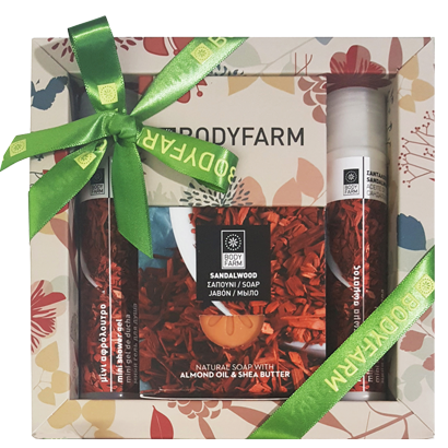 Bodyfarm Set Mini Lemn Santal (Lotiune de Corp 50ml + Gel de Dus 50ml + Sapun 110g)