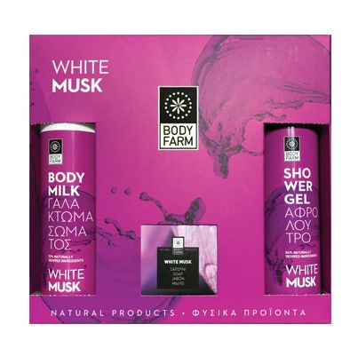 Bodyfarm Set Mosc Alb (Lotiune de Corp 250ml + Gel de Dus 250ml + Sapun 110g)