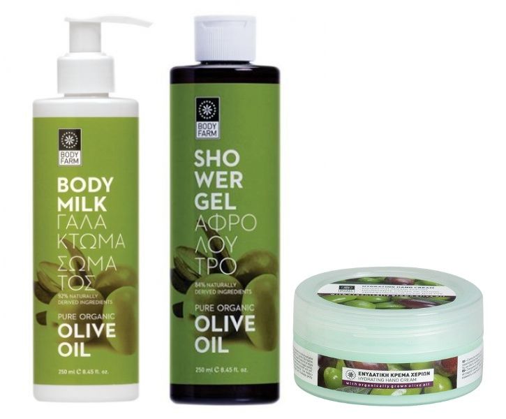 Bodyfarm Set Ulei Masline (Gel de Dus 250ml + Lotiune de Corp 250ml + Crema de Maini 200ml)