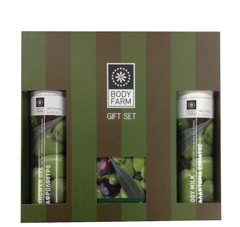 Bodyfarm Set Ulei Masline (Gel de Dus 250ml + Lotiune de Corp 250ml + Sapun 125g)