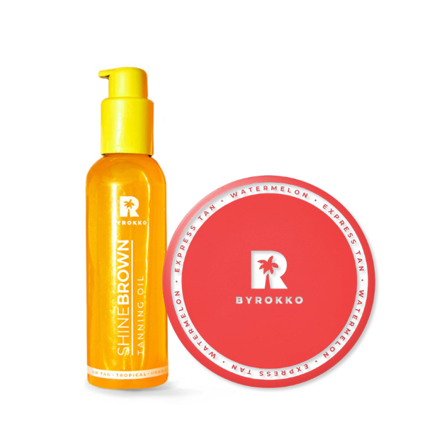 Byrokko Pachet Shine Brown Exotic (Crema bronzare rapida 200ml + Ulei 145ml)