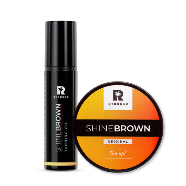 Byrokko Pachet Shine Brown Original (Crema bronzare rapida 200ml + Ulei 100ml)