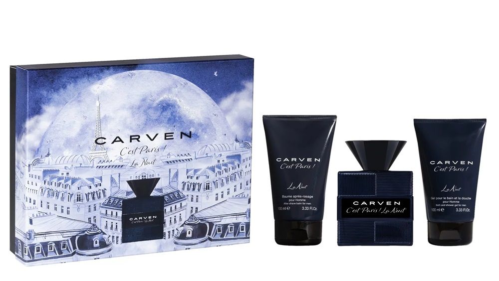 Carven C'est Paris! La Nuit pour Homme Set (Apa de parfum 100ml + Aftershave balsam 100ml + Gel de dus 100ml)