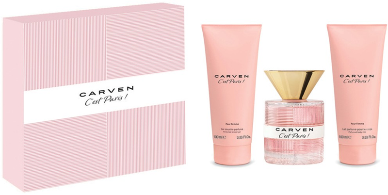 Carven C'est Paris! pour Femme Set (Apa de parfum 100ml + Lotiune de corp 100ml + Gel de dus 100ml)
