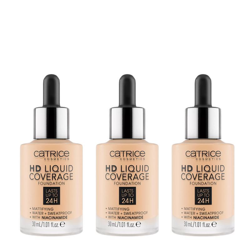 Catrice Pachet 3X Fond de Ten HD Liquid Coverage 005 Ivory Beige 30ml