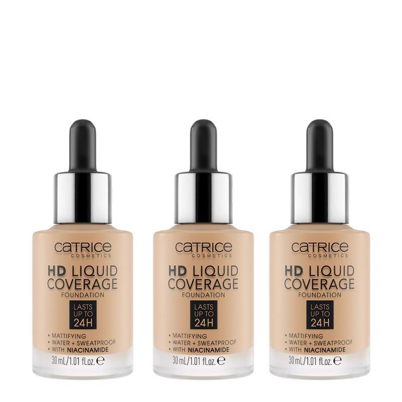 Catrice Pachet 3X Fond de Ten HD Liquid Coverage 032 Nude Beige 30ml