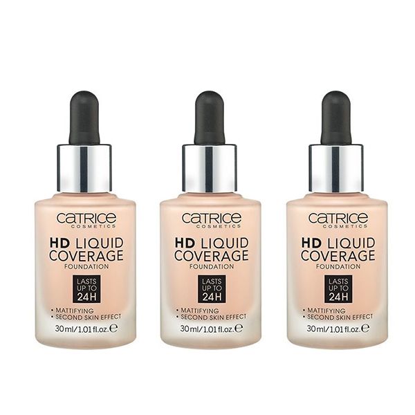 Catrice Pachet 3X Fond de Ten HD Liquid Coverage 010 Light Beige 30ml
