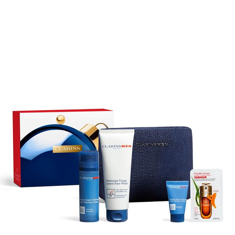 Clarins Men Set (Crema fata 50ml + Gel curatare ten 125ml + Crema fata 12ml + Pouch)
