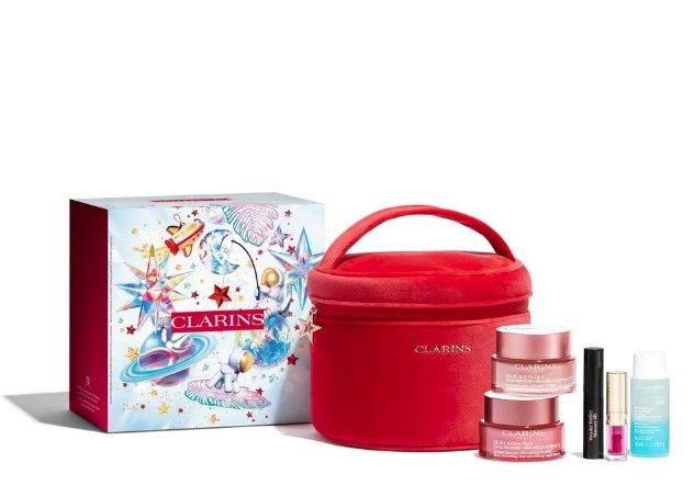 Clarins Multi-Active Set (Crema Zi 50ml + Crema Noapte 50ml + Ulei buze 1.4ml + Demachiant 30ml + Mascara 3ml + Double Serum 0.9ml + Pouch)