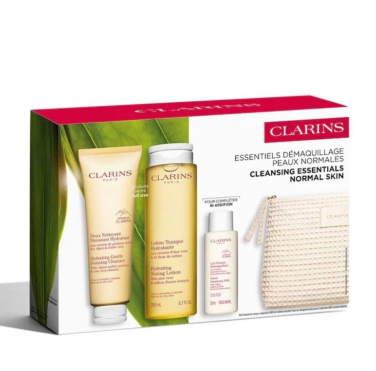 Clarins Set Cleansing Essentials (Demachiant crema 125ml + Lotiune Tonica 200ml + Ulei demachiant 50ml + Pouch)