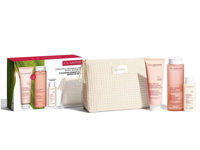 Clarins Set Demachiere Ten Sensibil (Crema curatare 125ml + Lotiune Tonica 200ml + Demachiant 50ml + Pouch)