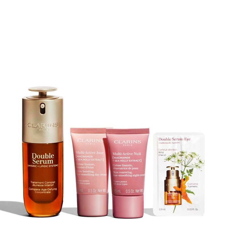 Clarins Set (Double Serum 50ml + Multi-active Day 15ml + Multi-active Night 15ml + Double Serum Eye 0.9ml)
