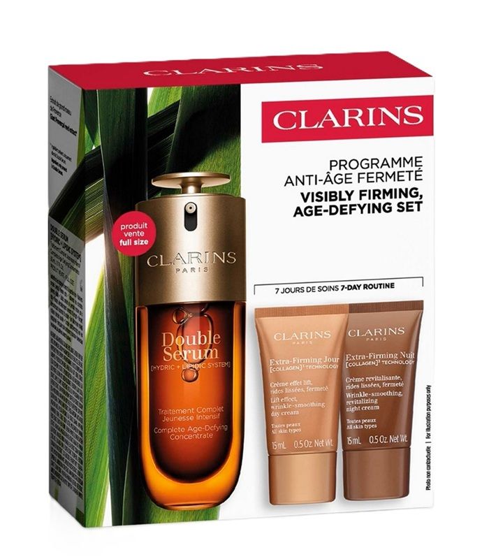 Clarins Set (Double Serum 50ml + Extra-Firming Crema zi 15ml + Extra-Firming Crema noapte 15ml + SOS Primer 5ml)