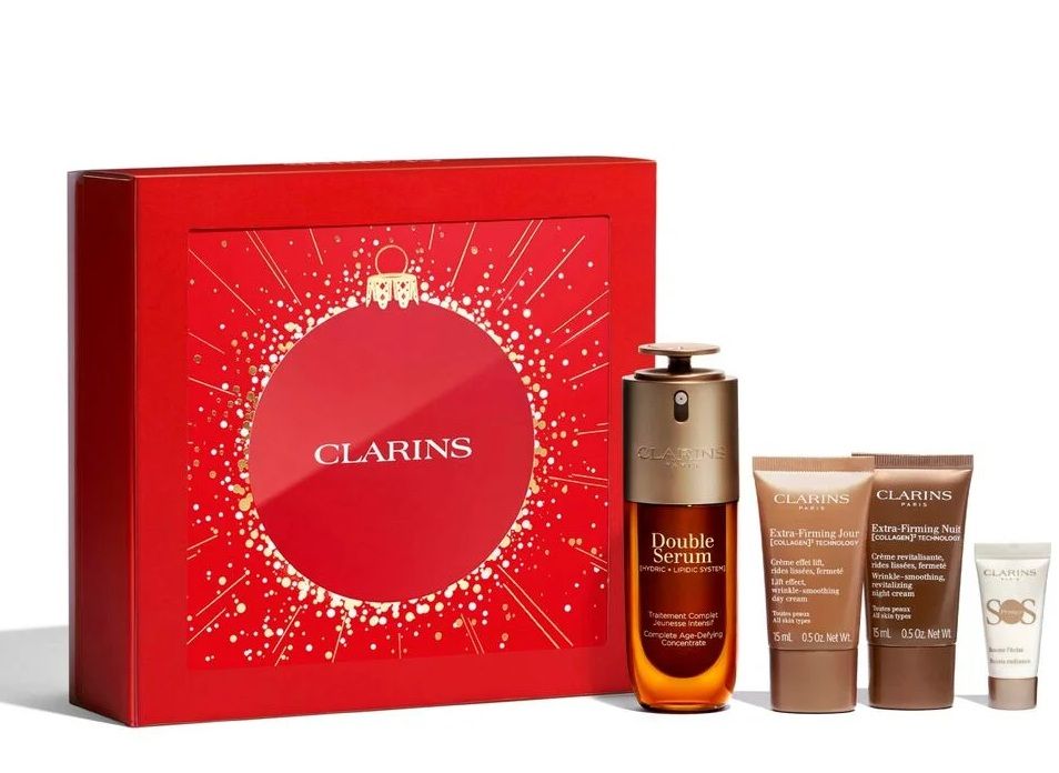 Clarins Set (Double Serum 50ml + Extra-Firming Crema zi 15ml + Extra-Firming Crema noapte 15ml + SOS Primer 5ml)