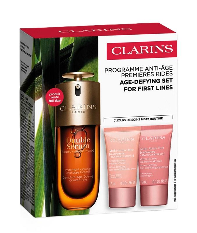 Clarins Set (Double Serum 50ml + Multi-Active Crema zi 15ml + Crema noapte 15ml + Ser ochi 3ml)