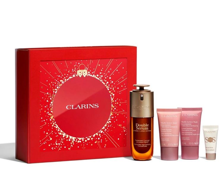Clarins Set (Double Serum 50ml + Multi-Active Crema zi 15ml + Multi-Active Crema noapte 15ml + SOS Primer 5ml)