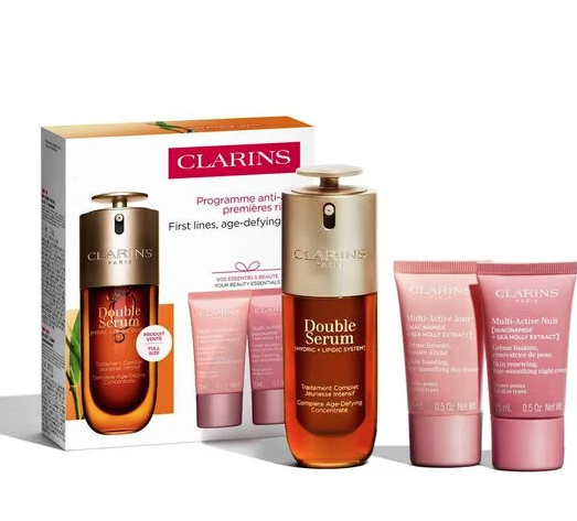 Clarins Set (Double Serum 50ml + Multi-active Day 15ml + Multi-active Night 15ml + Double Serum Eye 0.9ml)