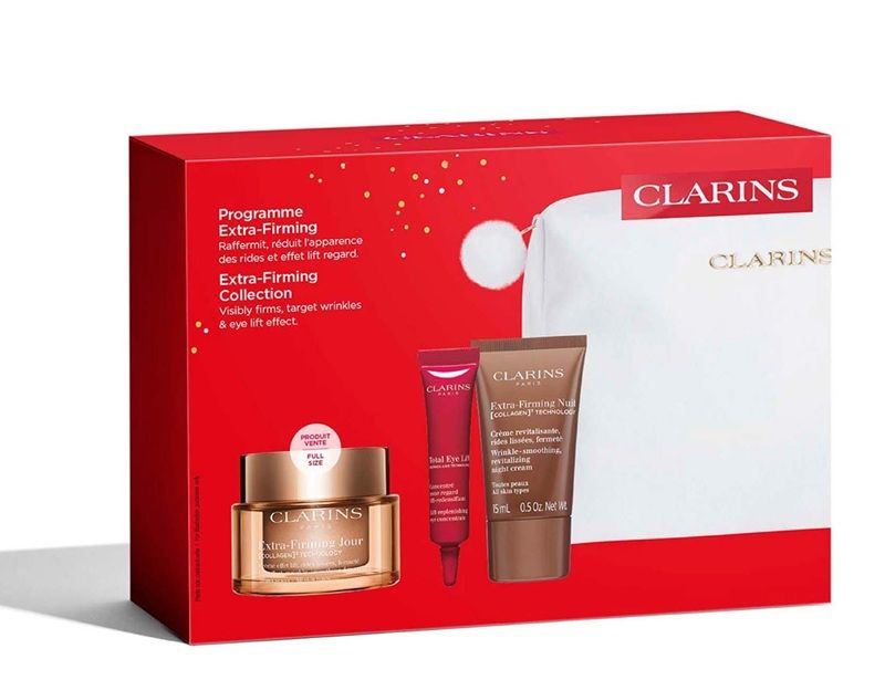 Clarins Set (Extra-Firming Collagen³ Crema Zi 50ml + Crema Noapte 15ml + Crema ochi 7ml + Pouch)