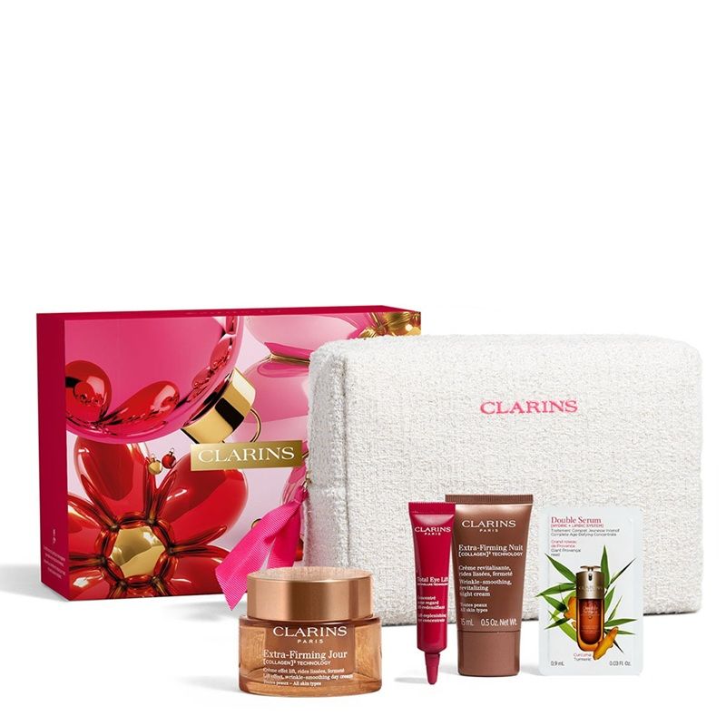 Clarins Set (Extra-Firming Collagen³ Crema Zi 50ml + Crema Noapte 15ml + Crema ochi 7ml + Pouch)