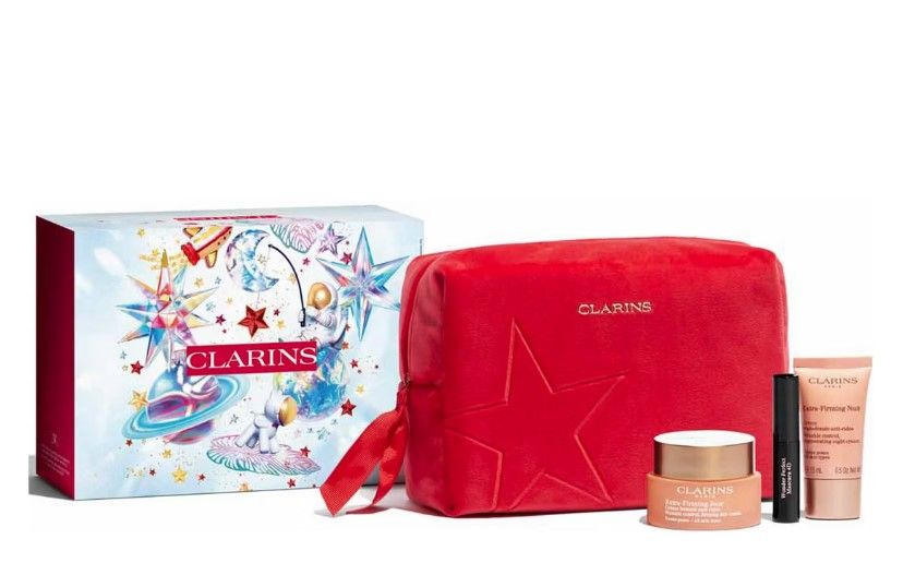 Clarins Set (Extra Firming Crema Zi 50ml + Extra Firming Crema Noapte 15ml + Wonder Perfect 4D Mascara 3ml + Double Serum  0.9ml + Pouch)