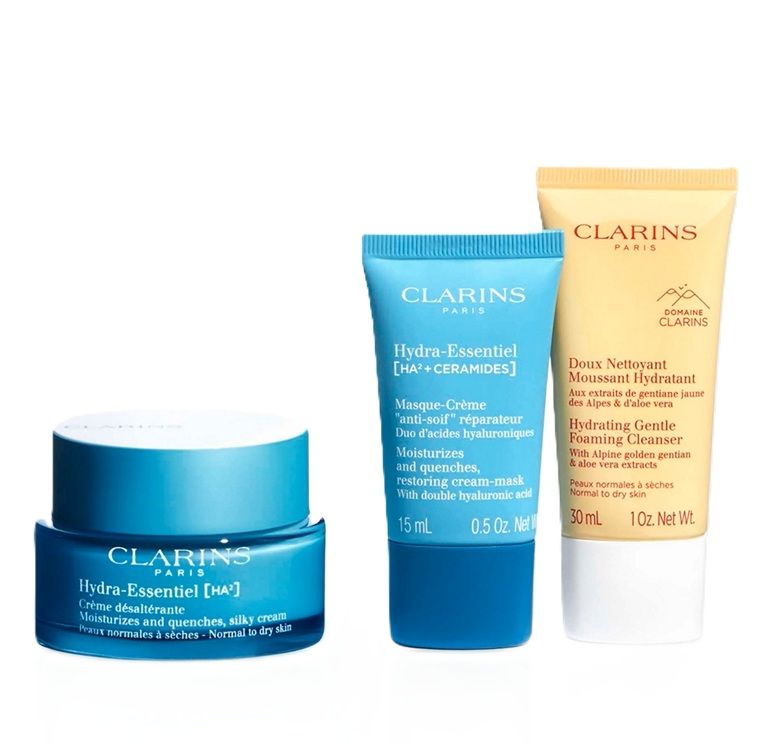 Clarins Set (Hydra-Essentiel HA² Crema zi 50ml +Masca 15ml + Demachiant 30ml)