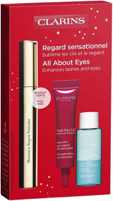 Clarins Set (Mascara Supra Volume 01 Intense Black 8ml + Crema ochi Total Eye Lift 7ml + Demachiant 10ml)
