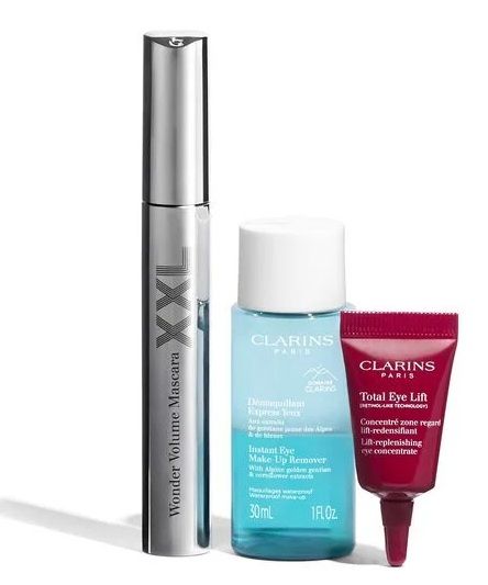 Clarins Set (Mascara Wonder Volume XXL 01 Black 8ml + Demachiant 30ml + Ser ochi 3ml)