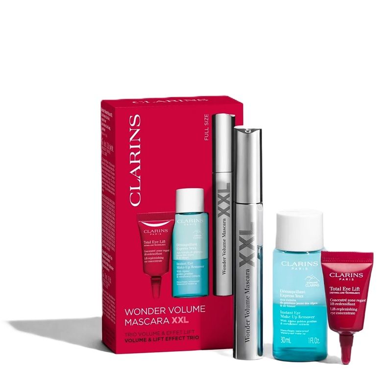 Clarins Set (Mascara Wonder Volume XXL 01 Black 8ml + Ulei buze 1.4ml + Ser ochi 3ml)