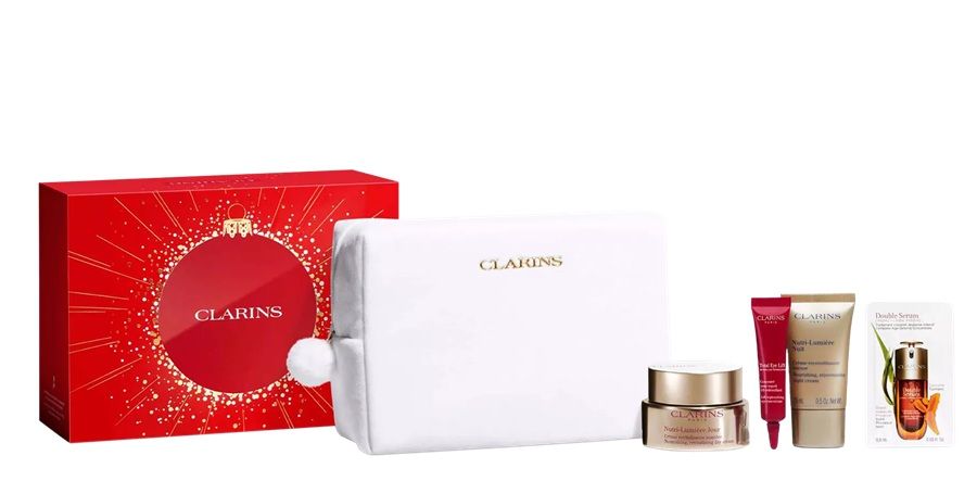 Clarins Set (Nutri-Lumiere Crema Zi 50ml + Crema Noapte 15ml + Ser ochi Total Eye Lift 7ml + Pouch)