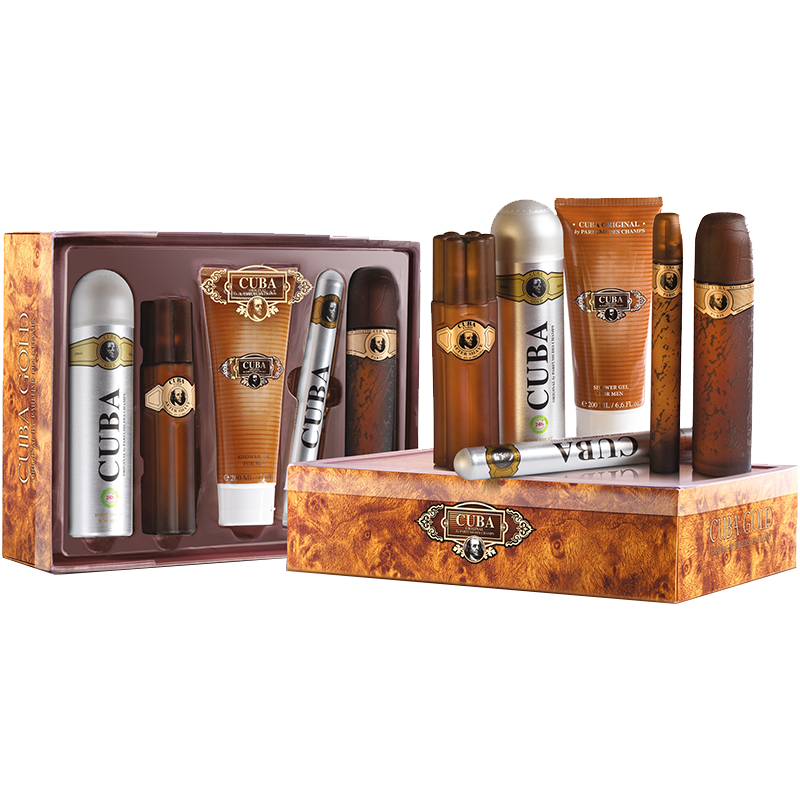 Cuba Gold Set (Apa de toaleta 100ml + Apa de toaleta 35ml + Aftershave Balsam 100ml +Gel de dus 200ml + Deodorant spray 200ml)