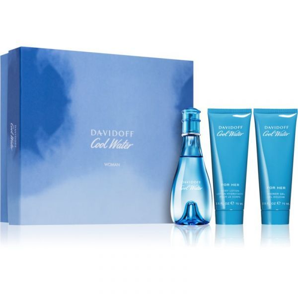 Davidoff Cool Water Woman Set (Apa de toaleta 100ml + Lotiune de corp 75ml + Gel de dus 75ml)