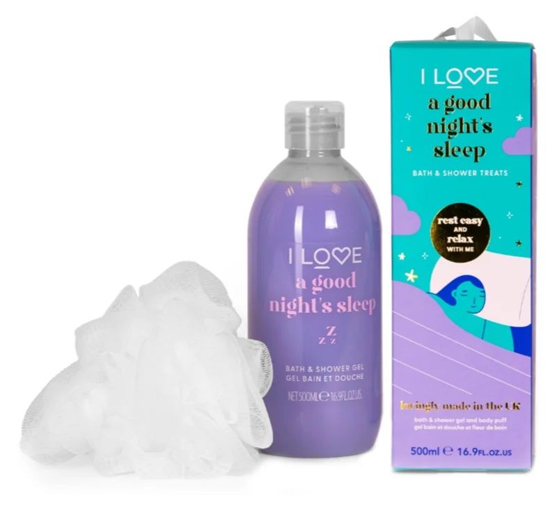 I Love Set Good Night Sleep (Gel de Dus 500ml + Burete de Baie)