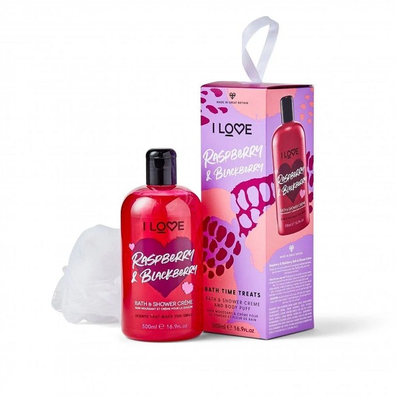 I Love Set Raspberry&Blackberry (Gel de Dus 500ml + Burete de Baie)