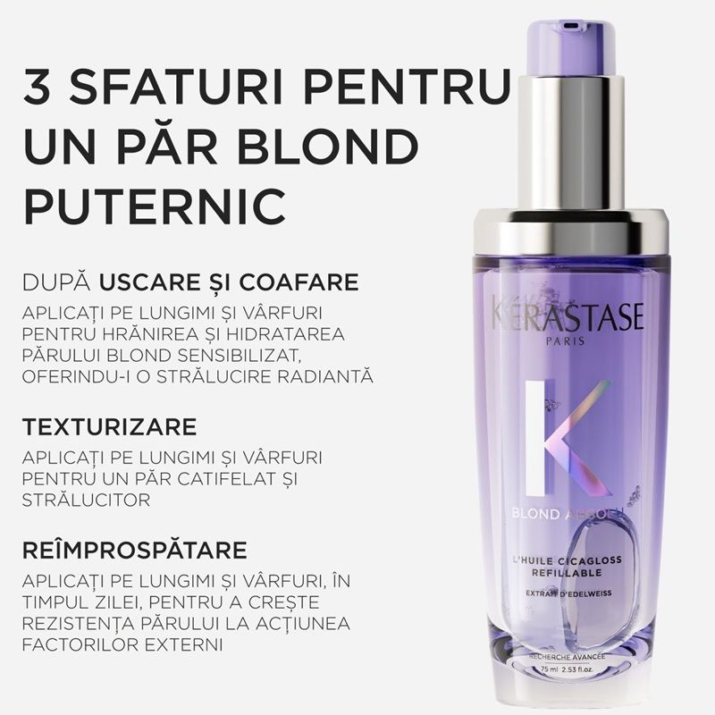 Kerastase Blond Absolu L'Huile Cicagloss Ulei reincarcabil pentru par blond aplicare