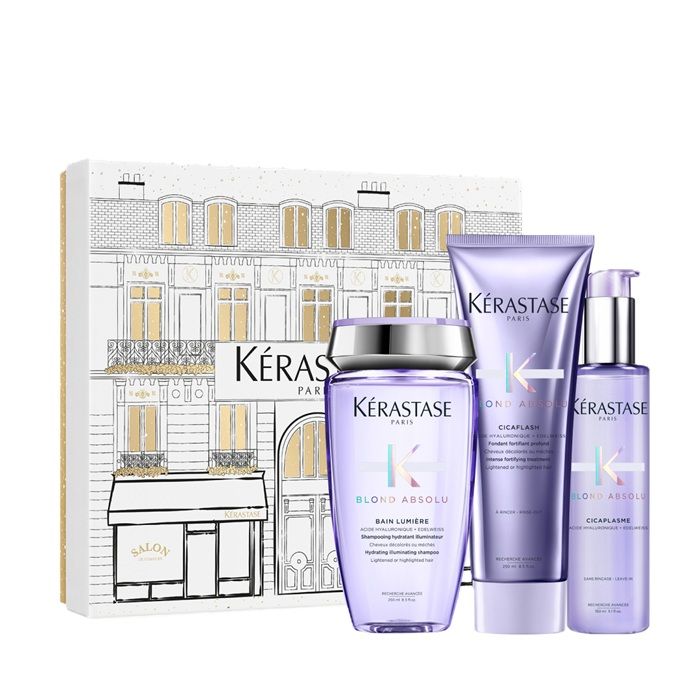 Kerastase Blond Absolu Set pentru Par Blond (Sampon 250ml + Balsam 200ml + Protectie termica 150ml)