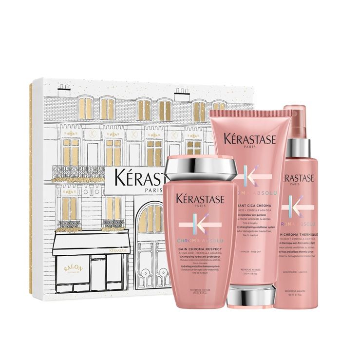 Kerastase Chroma Absolu Set pentru Par Vopsit (Sampon + Balsam + Serum Leave-in)