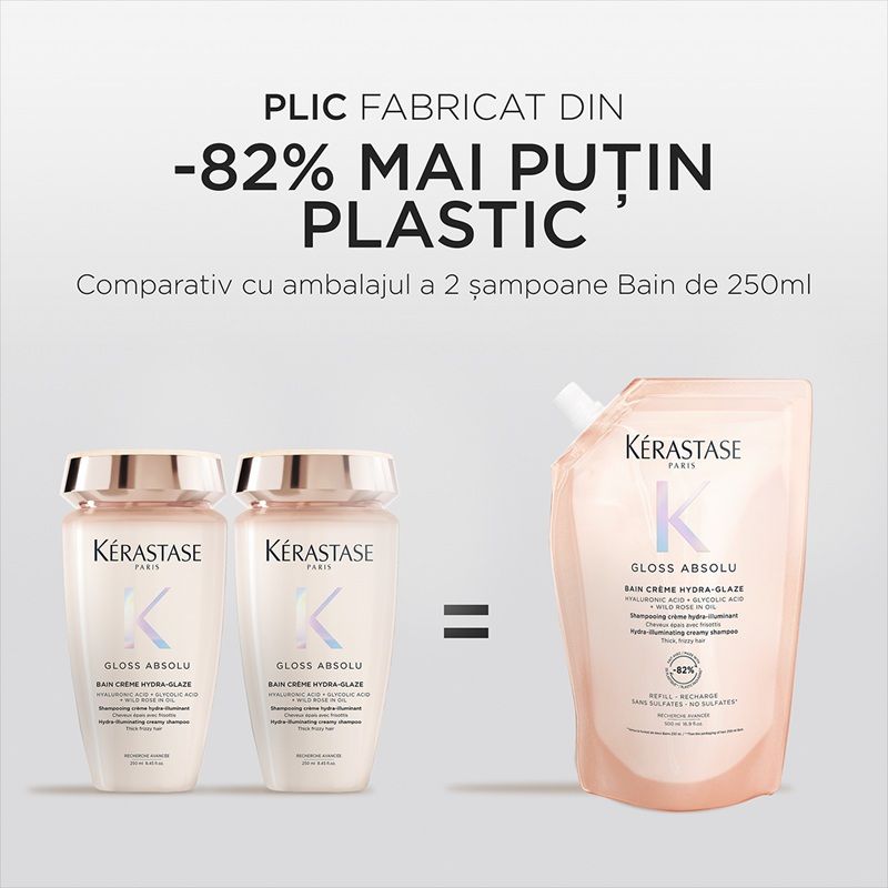 Kerastase Gloss Absolu Bain Creme Hydra-Glaze Rezerva Sampon stralucire, Par fir gros 500ml