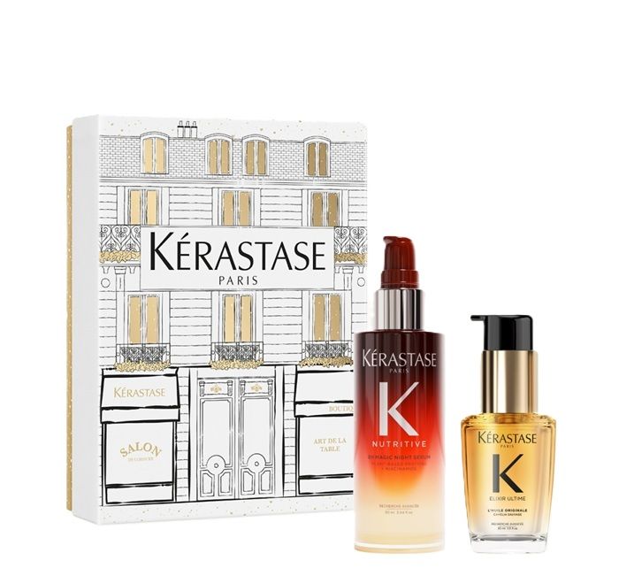 Kerastase Iconics Set (Ser Nutritive 8H Magic Night Serum 90ml + Ulei Elixir Ultime 30ml)