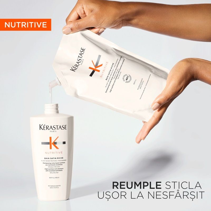 Kerastase Nutritive Bain Satin Riche Rezerva Sampon hidratant pentru Par foarte Uscat 500ml