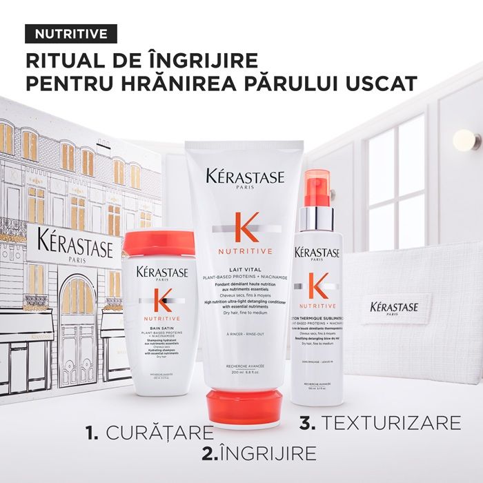 Kerastase Nutritive Set Par Uscat Fin/Mediu (Sampon 250ml + Balsam 200ml + Thermique 150ml)