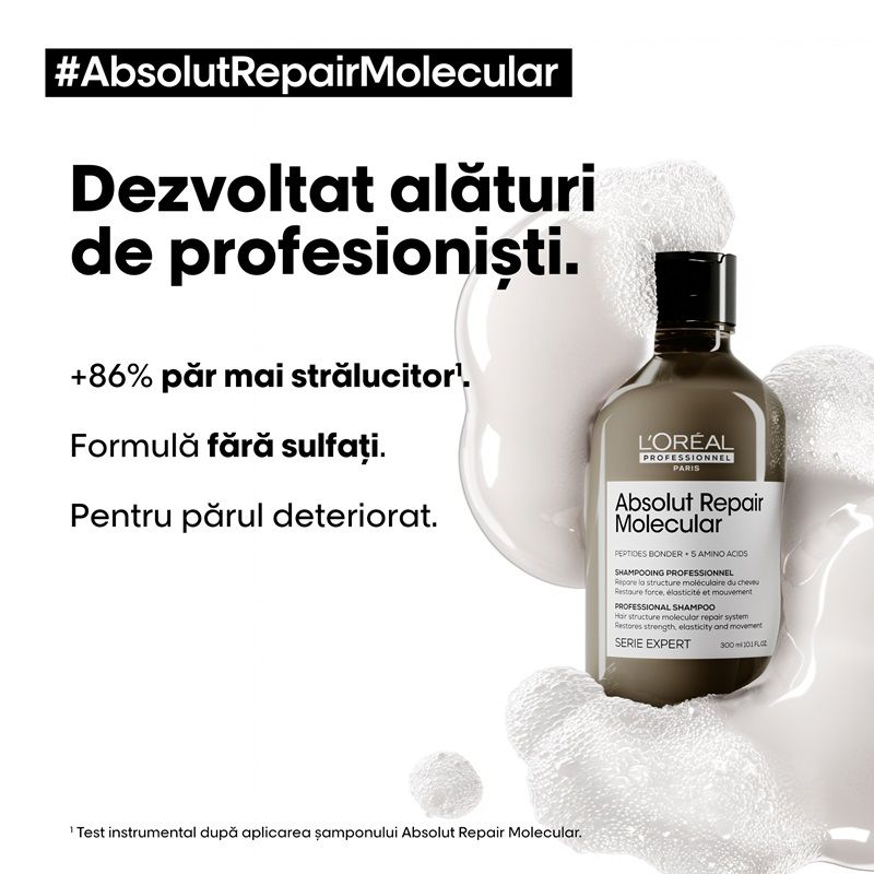 L’Oréal Professionnel Serie Expert Absolut Repair Molecular Sampon Reparator pentru par deteriorat 300ml 