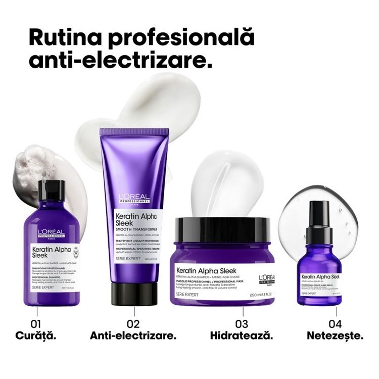 L'Oreal Professionnel Serie Expert Keratin Alpha Sleek rutina anti-electrizare pentru par rebel