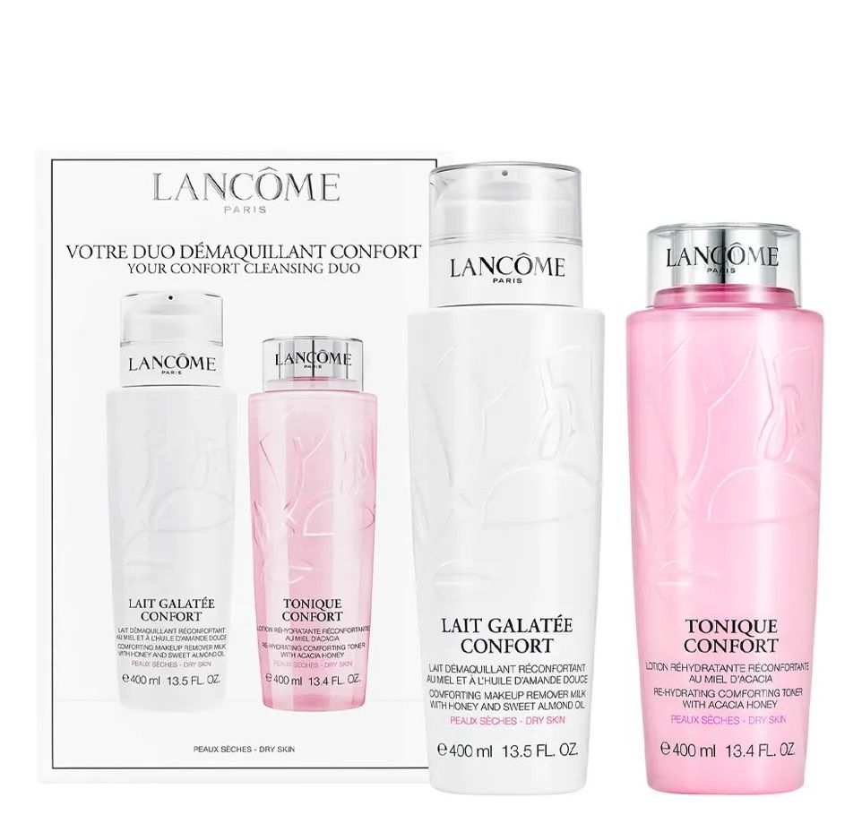 Lancome Duo Cleansing Set (Demachiant Lait Galatee Confort 400ml + Lotiune Tonica Tonique Confort 400ml)