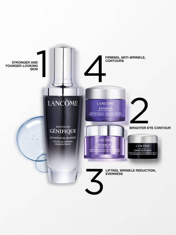 Lancome Genifique Set (Ser Advanced Genifique 50ml + Crema de zi Renergie H.P.N. 300-Peptide 15ml + Crema Noapte Renergie Multi-Lift 15ml + Crema Ochi 5ml)