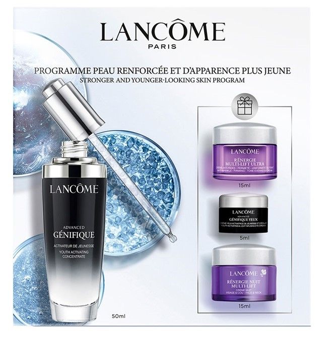 Lancome Genifique Set (Ser Advanced Genifique 50ml + Crema de zi Renergie H.P.N. 300-Peptide 15ml + Crema Noapte Renergie Multi-Lift 15ml + Crema Ochi 5ml)