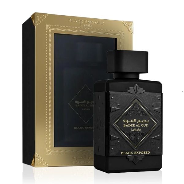 Lattafa Bade’e Al Oud Black Exposed Apa de parfum unisex 100ml ambalaj